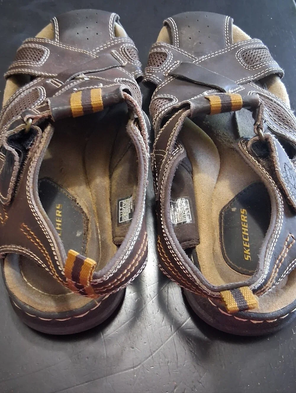 Skechers Y2K Fisherman Dark Brown Leather Strappy Sandals    Size 10